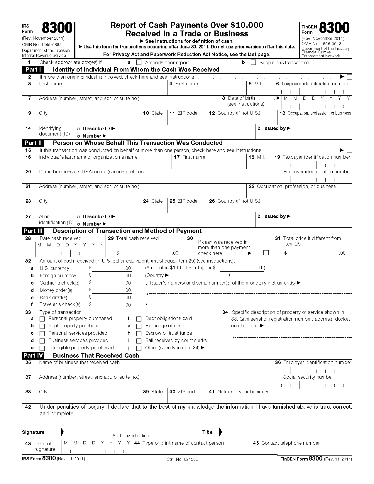 IRS 8300 Form