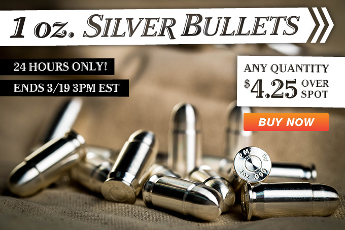 24 Flash Sale – 1 Oz. Silver Bullets!!!