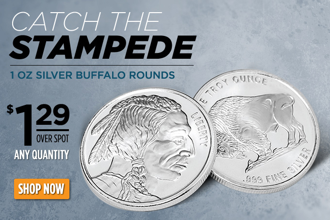 1 oz Silver Buffalo Rounds – $1.29 Over Spot!