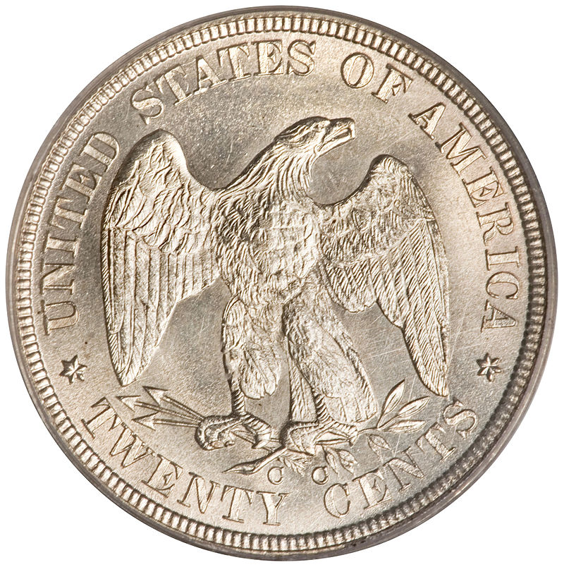 Rare 1876-CC twenty-cent coin for sale